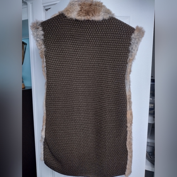 Linda Richards Luxury Reversible Rabbit Fur Silk Vest Jacket Top Medium - Picture 2 of 10
